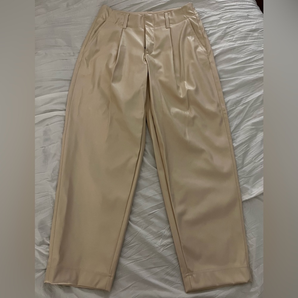 Faux Leather cream trouser